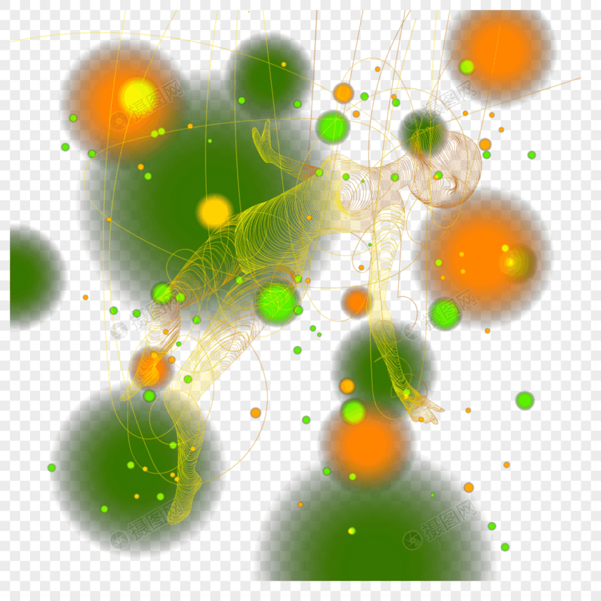 在光点中翩翩起舞的抽象光效线条人物图片