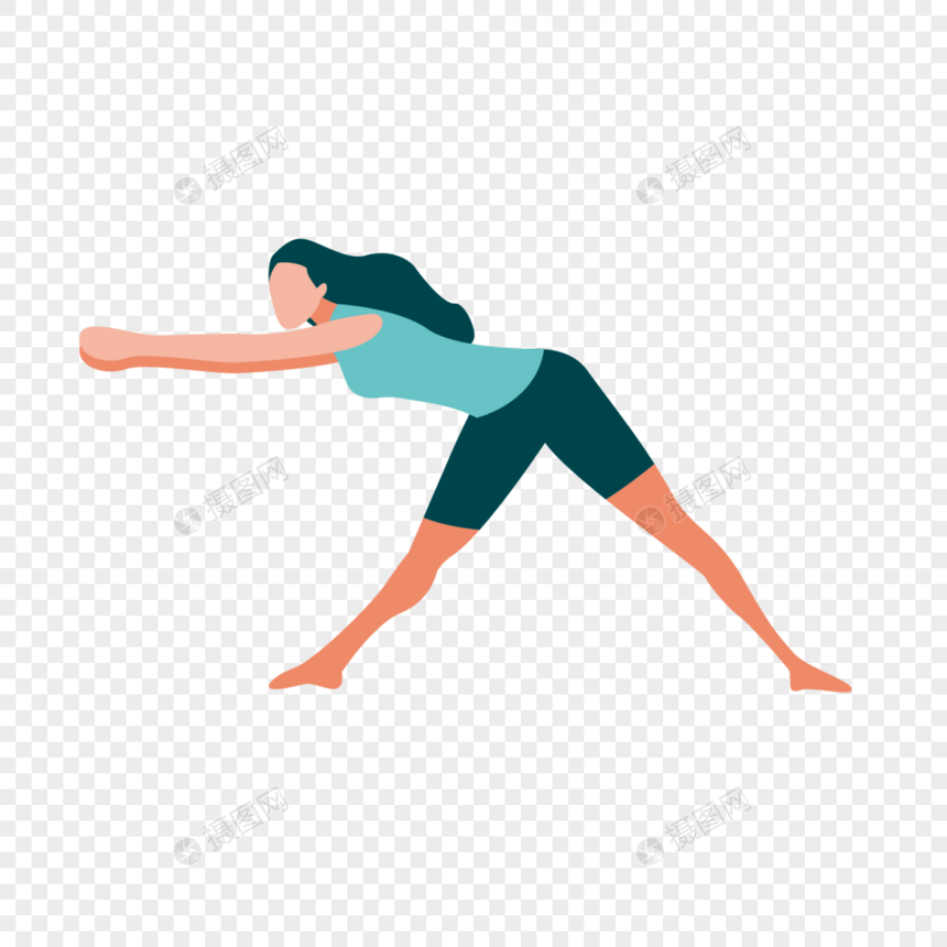 瑜伽动作跨步手臂伸展图片