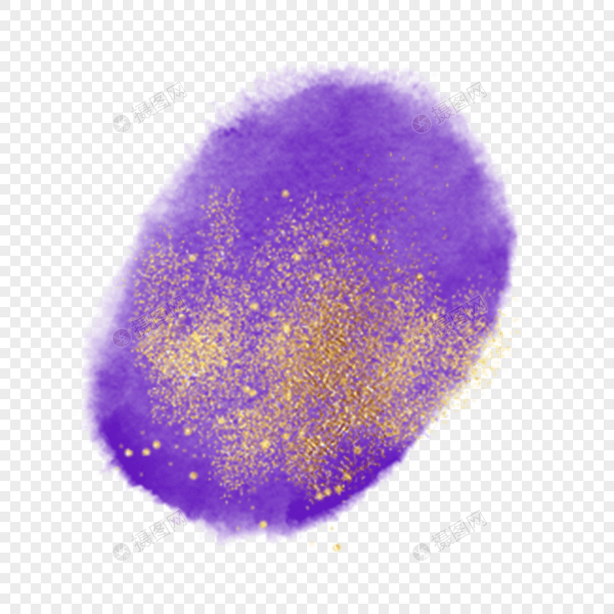 金黄抽象紫色水彩污渍图片