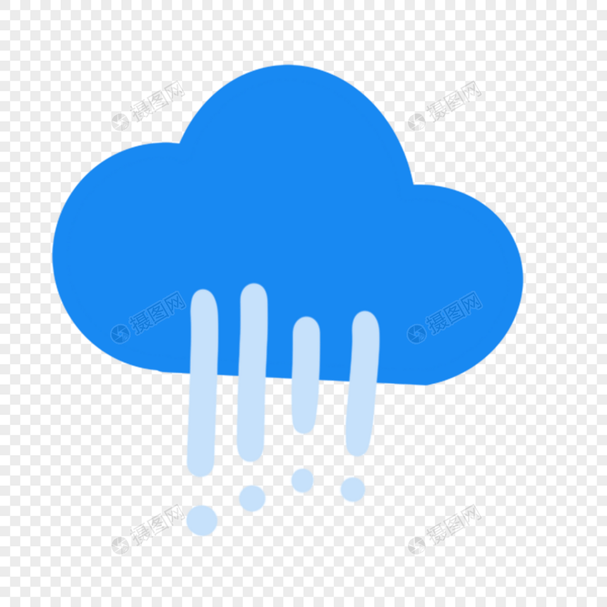 蓝色降雨云朵可爱天气图标图片