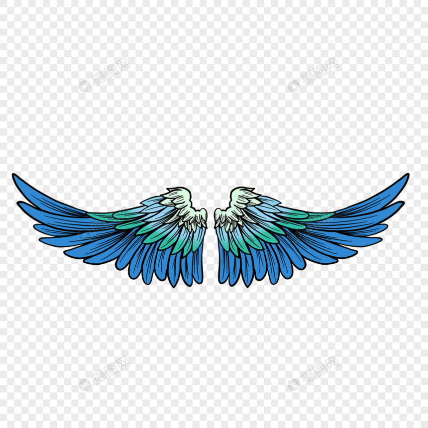 蓝绿美丽羽毛翅膀图片