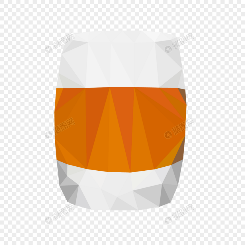 半杯橙色啤酒低聚风格图片