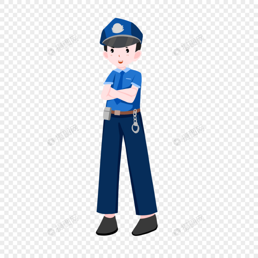 卡通自信的警察图片