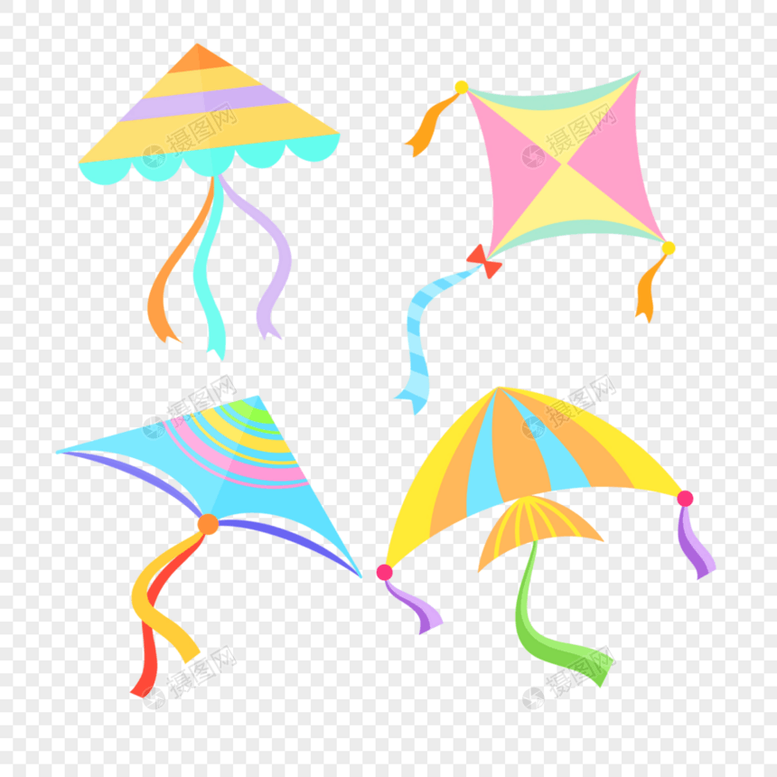 形状各异的彩色风筝图片
