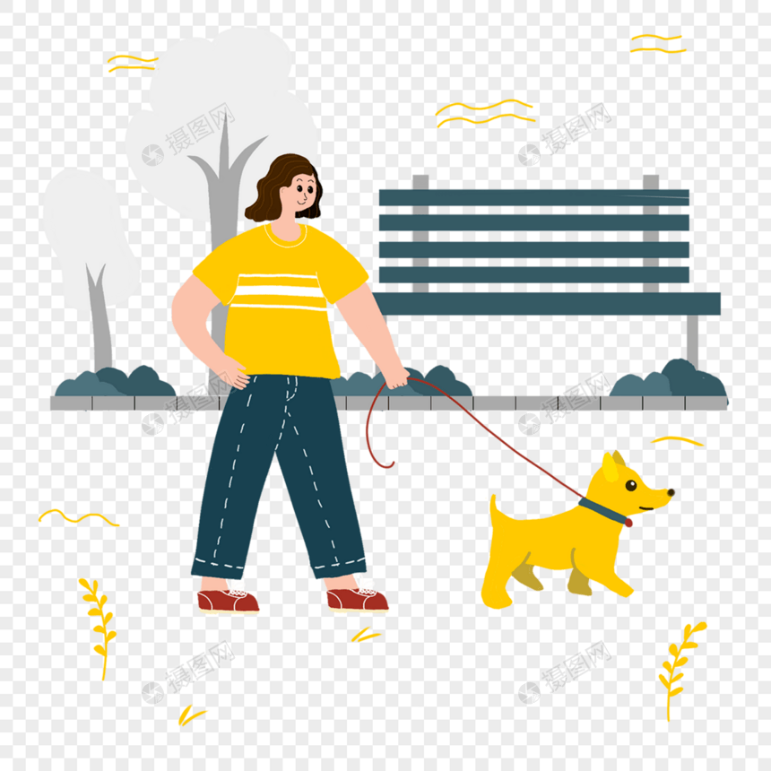 女人公园遛狗黄色图片