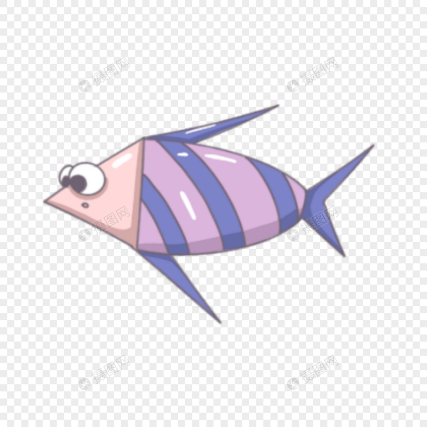 蓝色紫色海鱼夏季卡通剪贴画图片