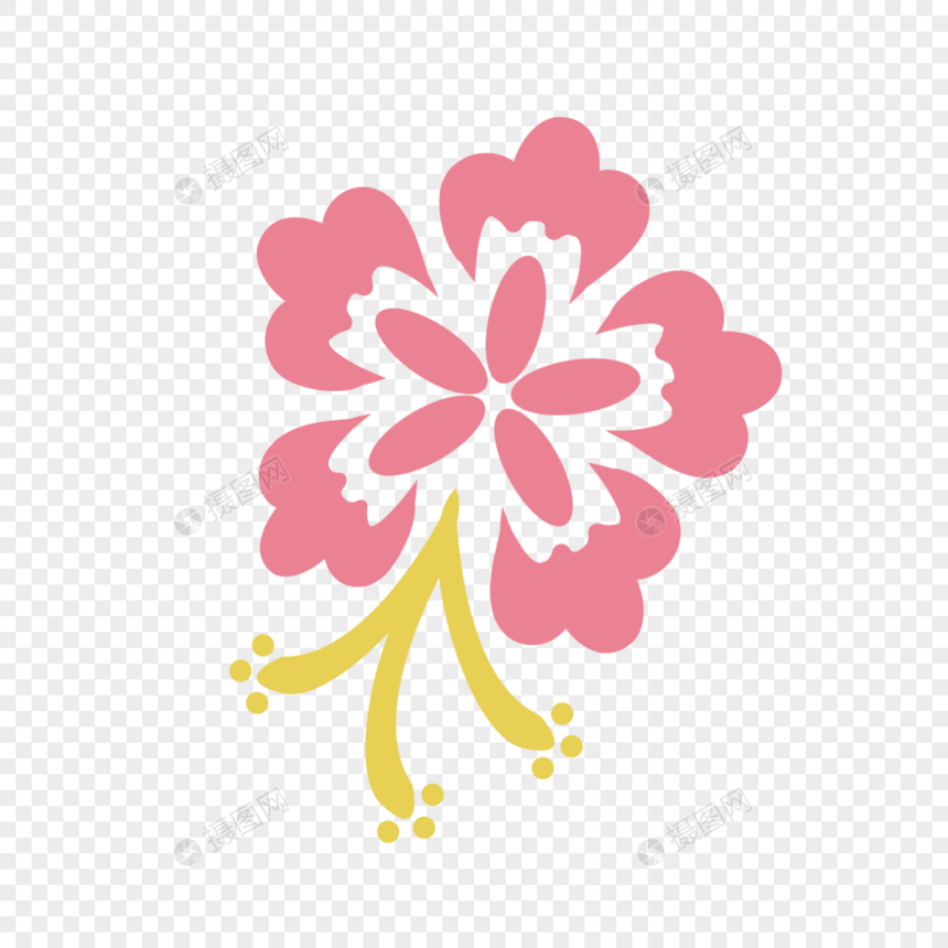 粉色黄色可爱卡通花朵剪贴画图片
