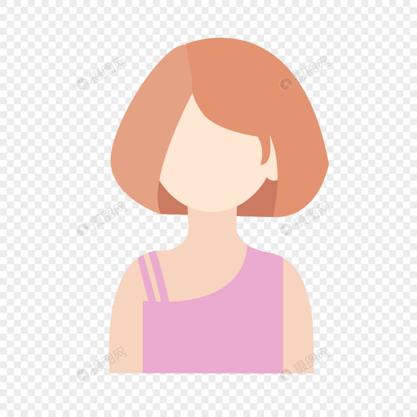 橙色短发漂亮女士卡通人物图标图片