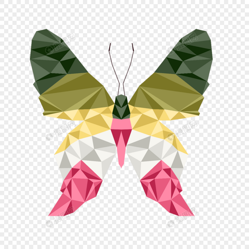 几何风格多边形低聚彩色蝴蝶图片