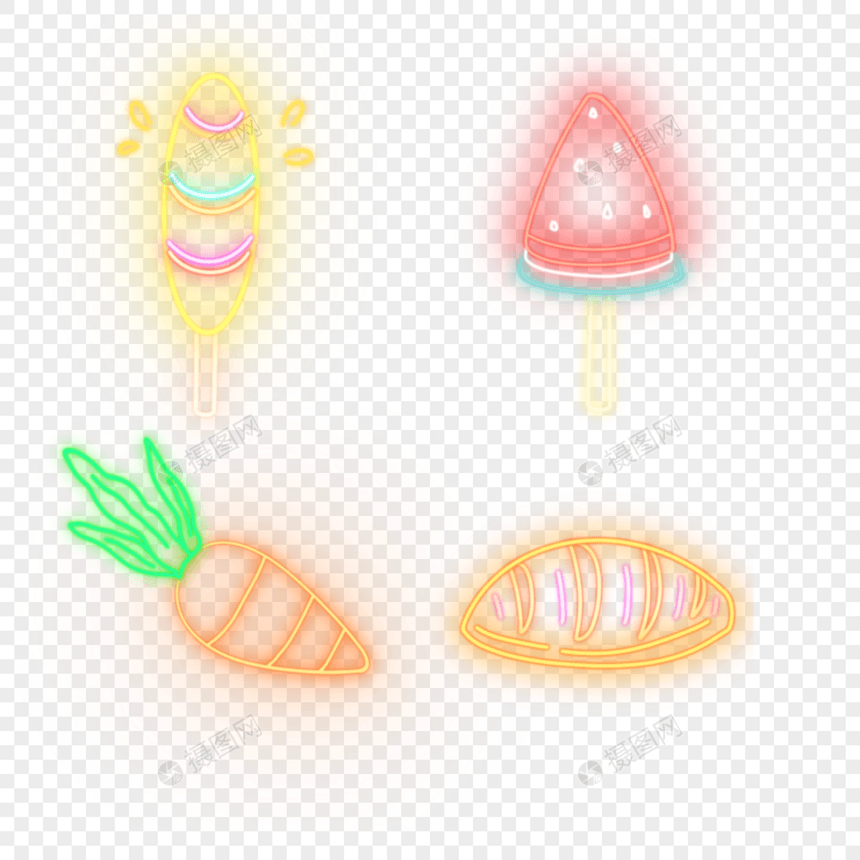 霓虹发光食物组合图片