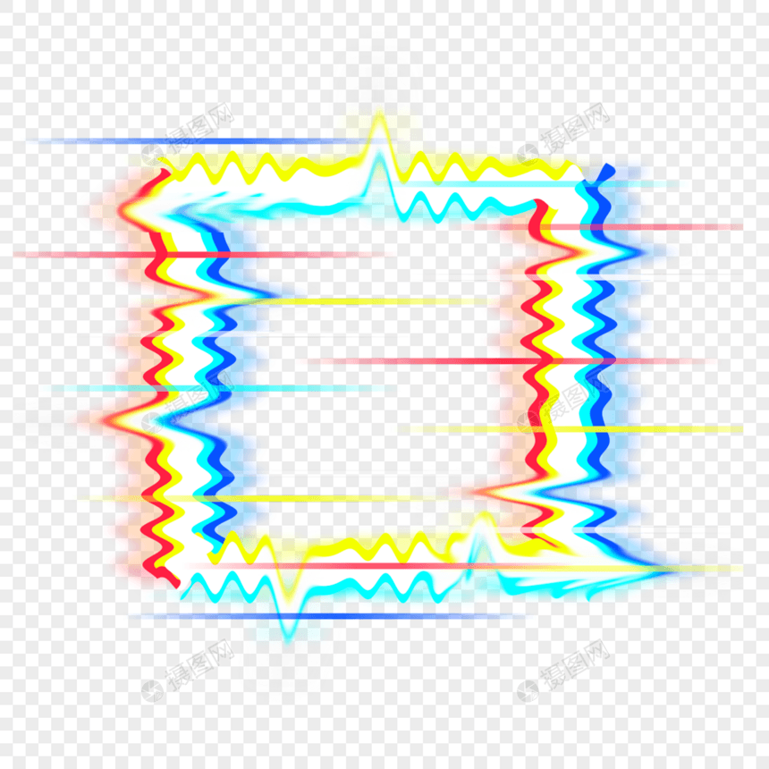 毛刺正方形霓虹故障风格几何边框图片