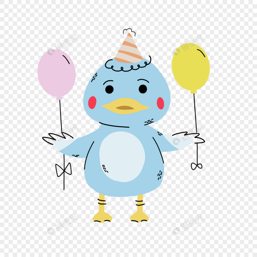 拿气球的小鸟抽象线条动物涂鸦图片