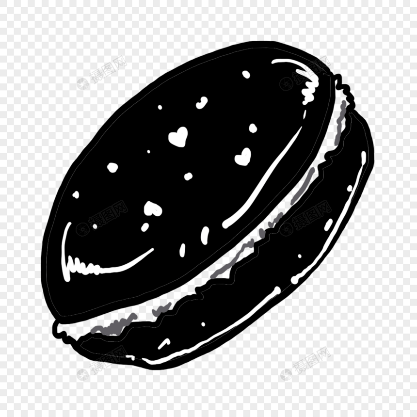 美味汉堡创意黑白单色涂鸦图片