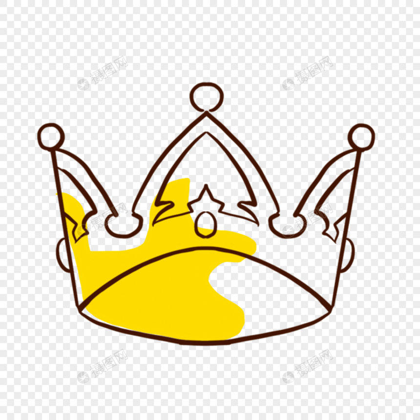 简约黄色宝石线稿皇冠图片
