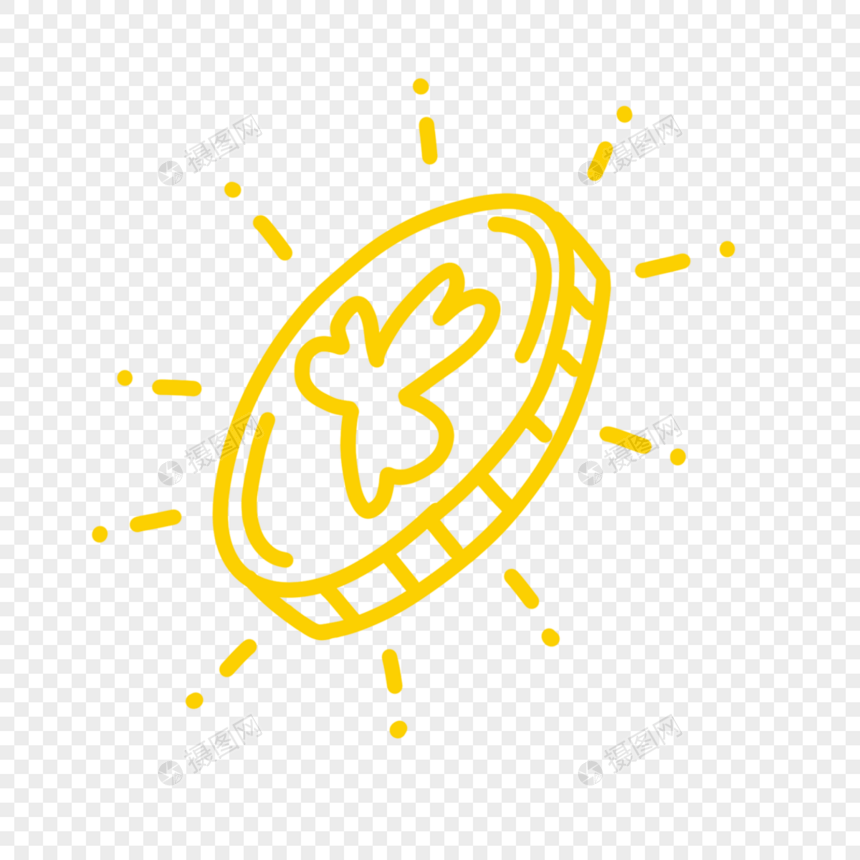 黄色创意线条金币图形图片