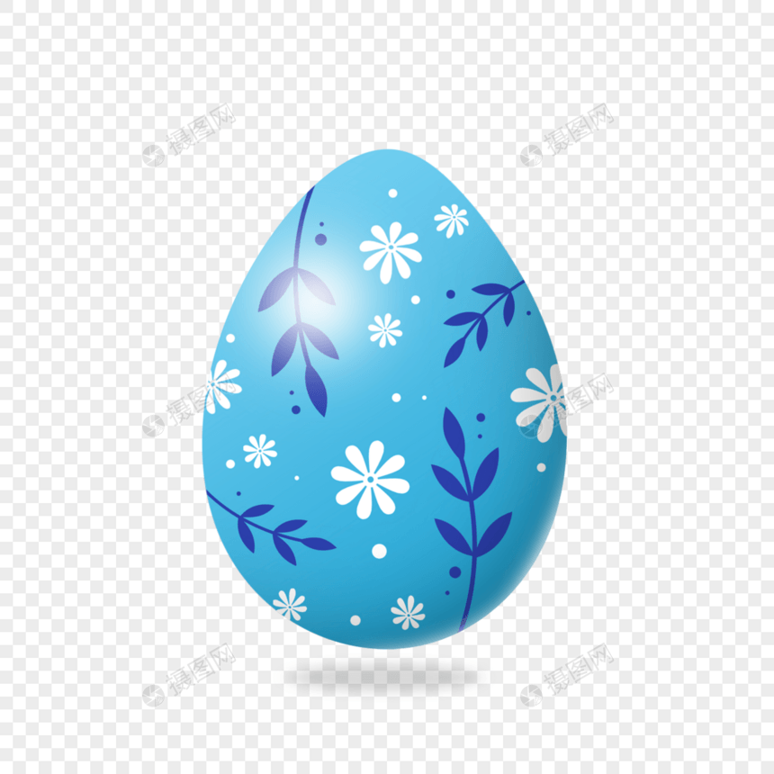 蓝色花纹复活节装饰彩蛋图片
