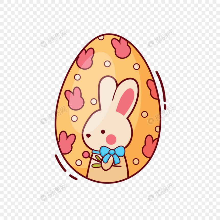 兔子和丝带装饰水彩画复活节卡通彩色蛋图片