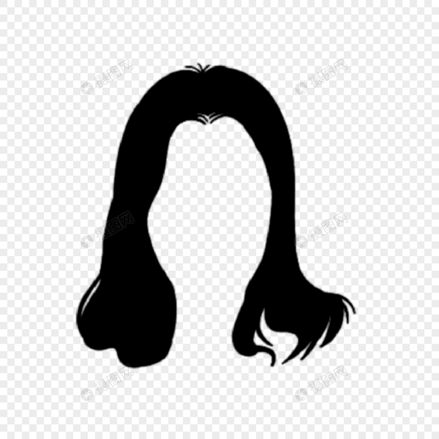 女发型创意假发乌黑头发黑白图片