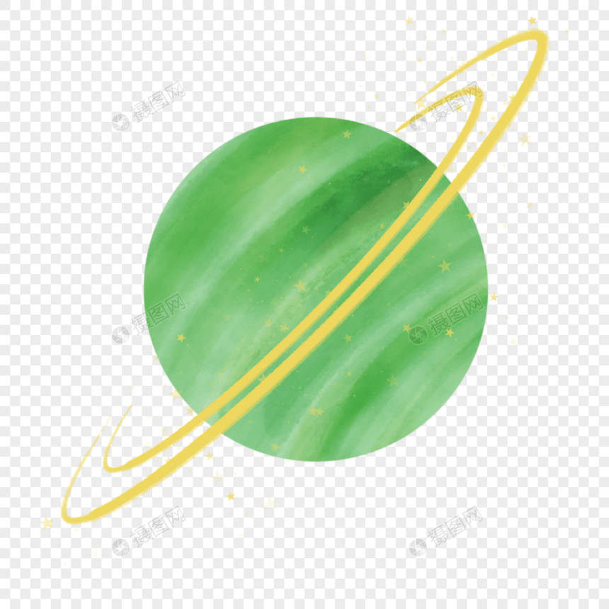 绿色条纹水彩星球图片