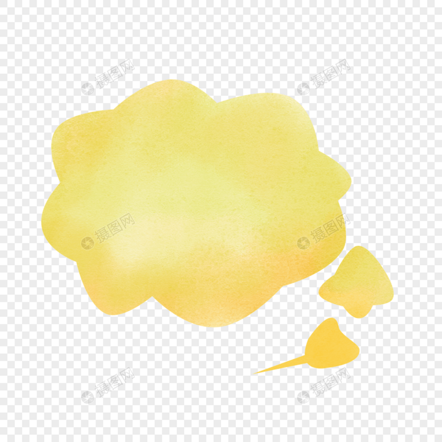 黄色棉花糖形状水彩气泡对话框图片