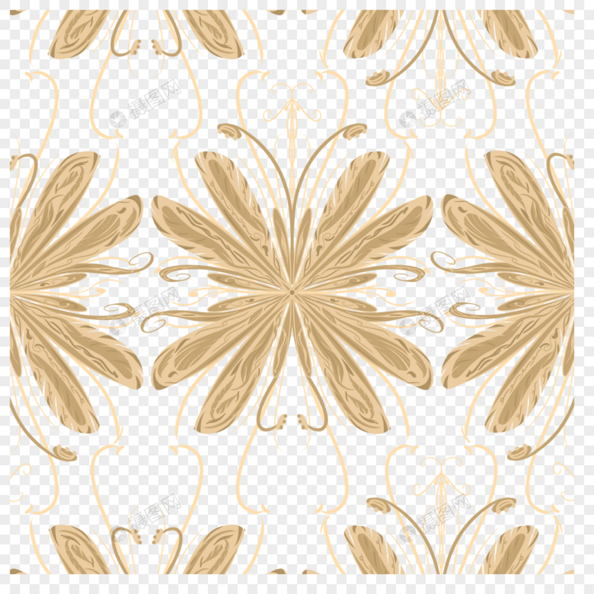 黄色抽象植物花朵精致图案边框图片