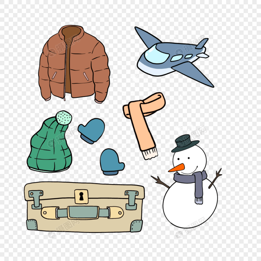 旅游涂鸦组合雪人图片