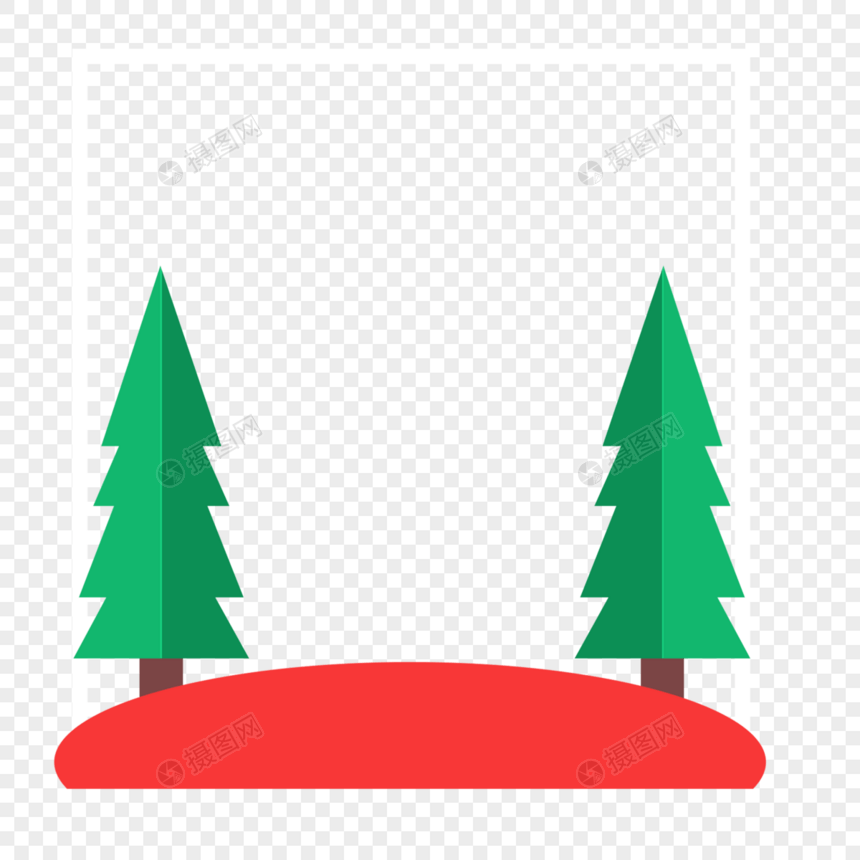 可爱平面卡通圣诞树背景图片