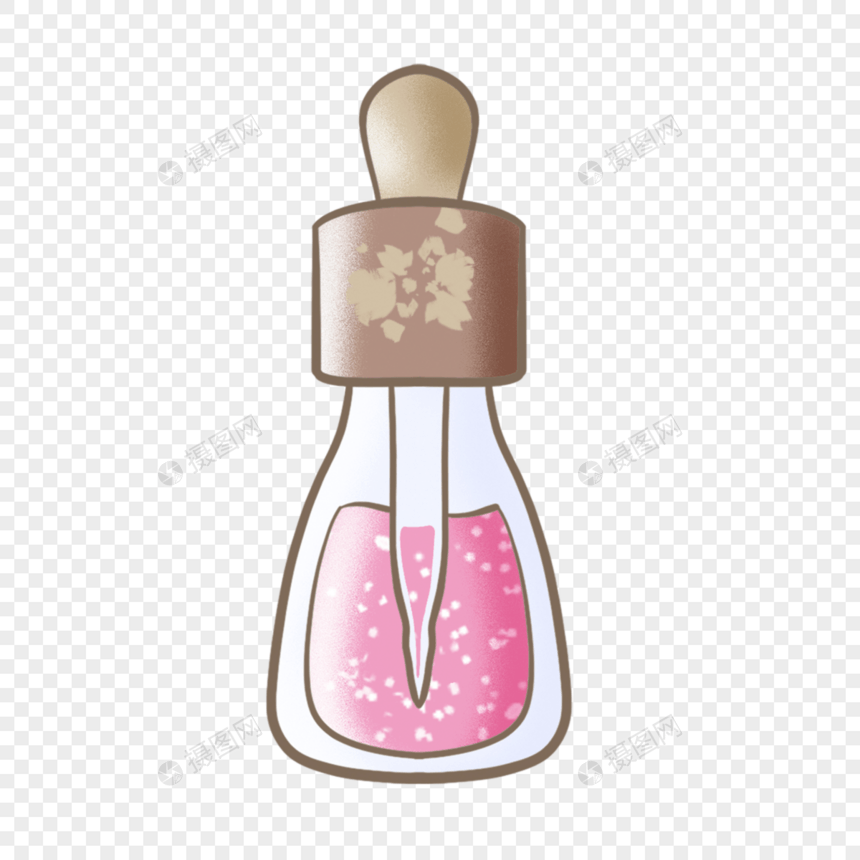 棕色卡通瓶子里的粉色香水图片