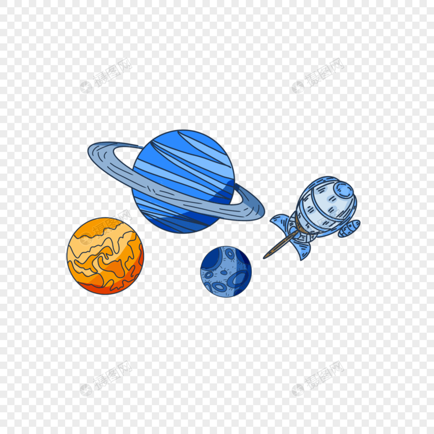 火箭星球蓝色太空图片