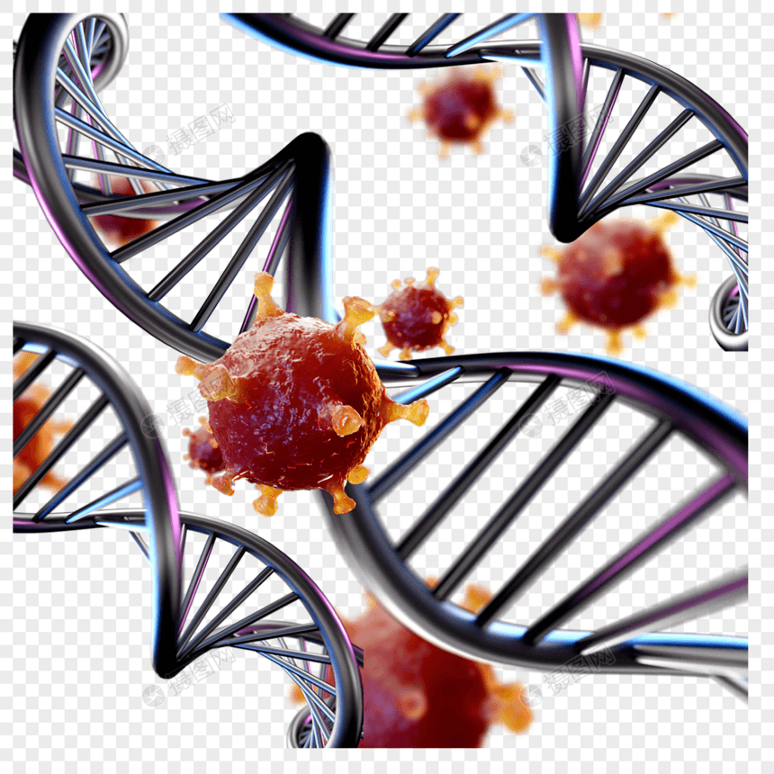 dna和红色新型冠状图片