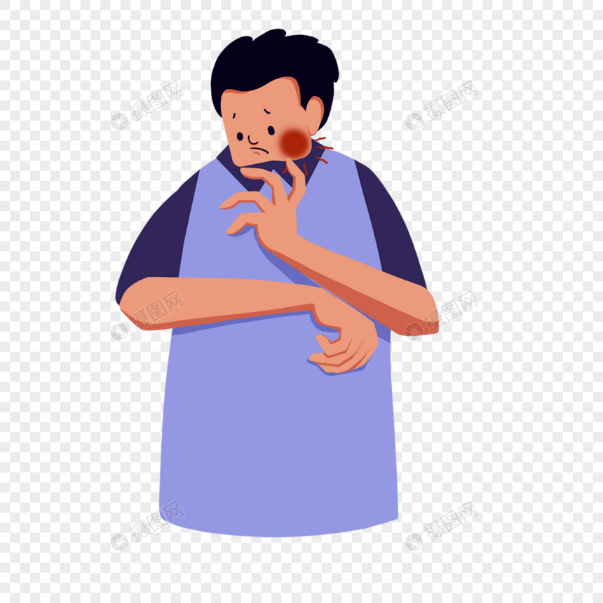 男人牙痛智齿紫色t恤图片