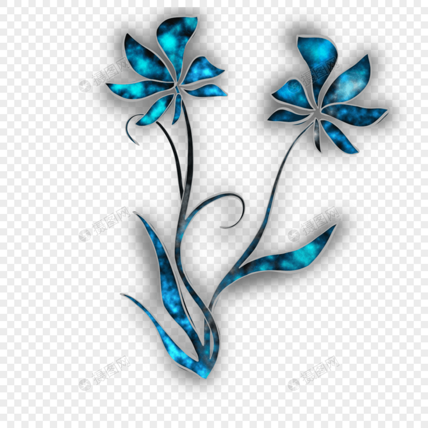 花卉水晶亮片花瓣叶子蓝色图片
