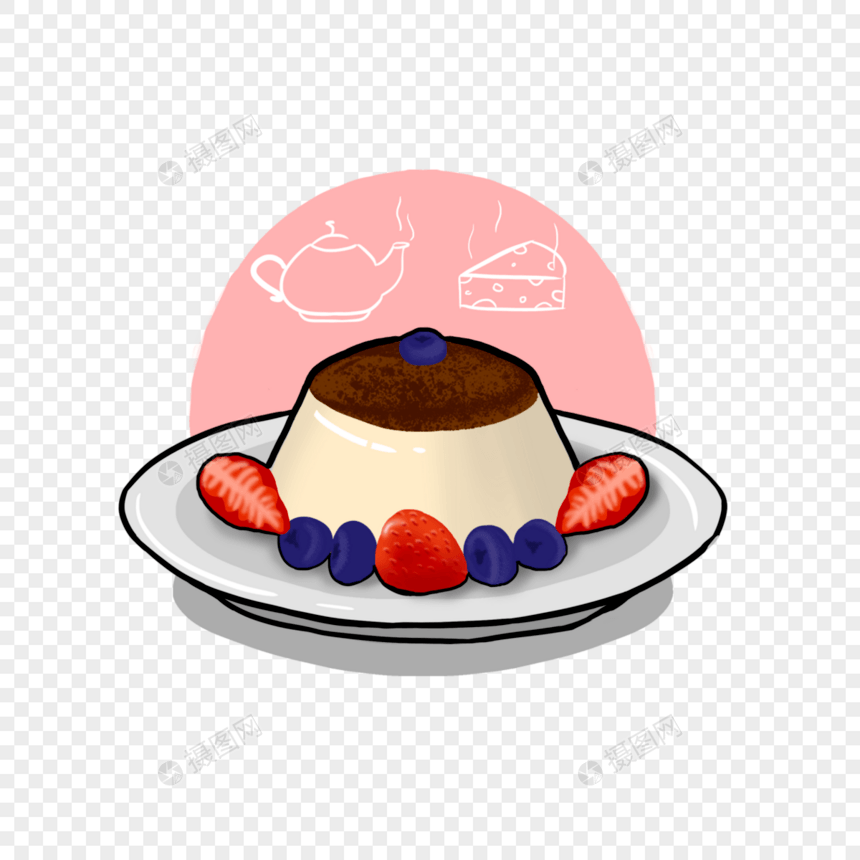 布丁奶冻卡通风格甜品图片