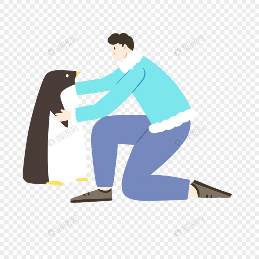 企鹅男生蓝色卡通图片人物图片