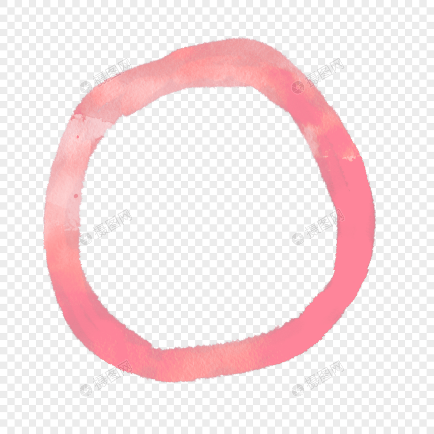 笔刷淡红色水彩圆环图片
