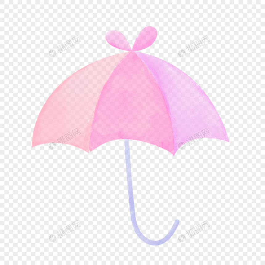 粉色可爱卡通水彩雨伞图片