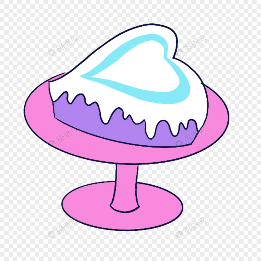 蓝紫色系生日组合爱心形状奶油蛋糕图片