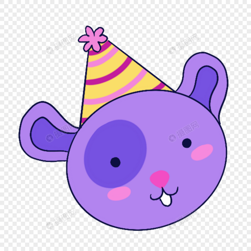 蓝紫色系生日组合戴帽子的小老鼠图片