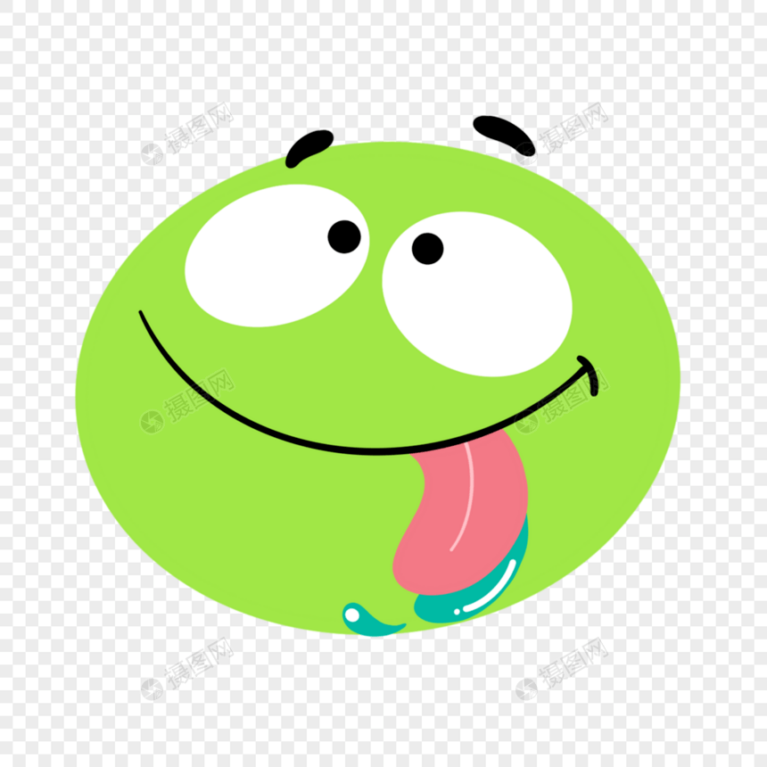 吐舌头绿色卡通可爱表情图片