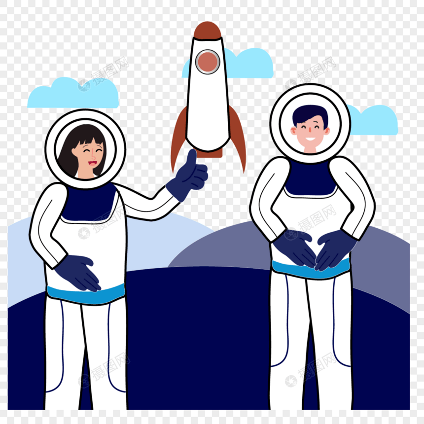 卡通宇宙航天人物插画图片