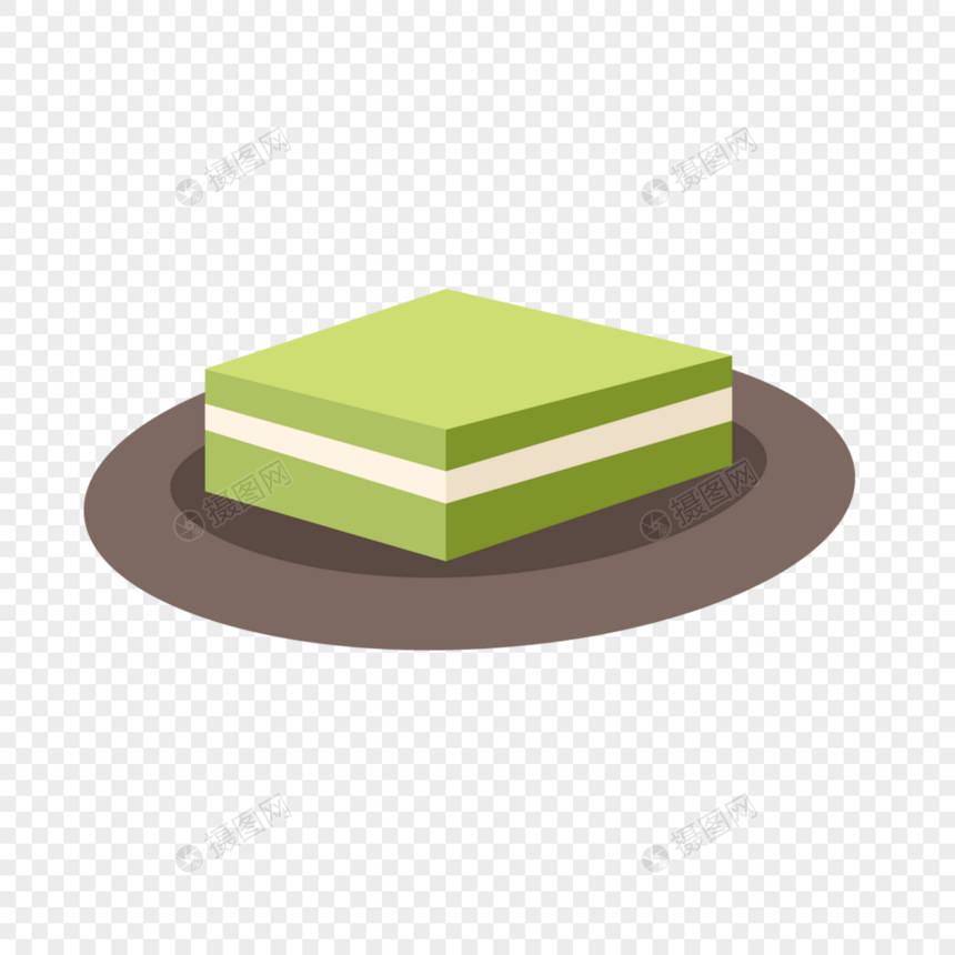 抹茶甜品方形夹心蛋糕图片