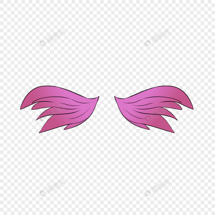 紫色渐变卡通简约翅膀剪贴画图片