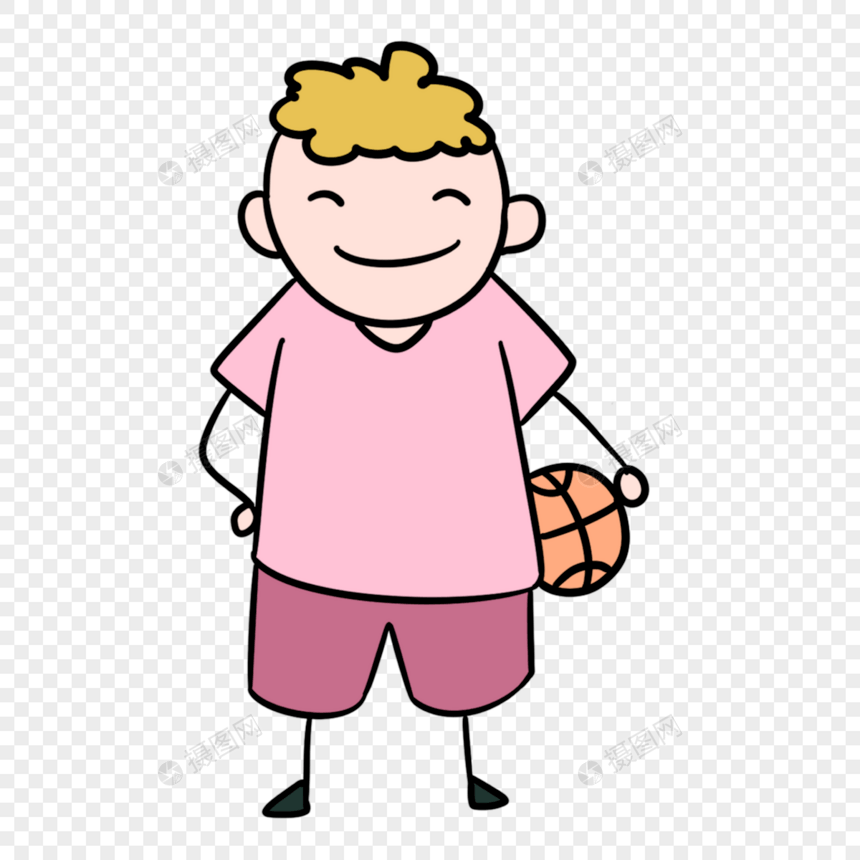 粉色t恤卡通可爱男孩篮球剪贴画图片