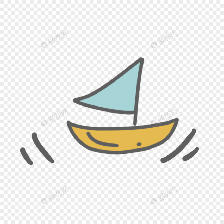 卡通夏季黄色小帆船图片