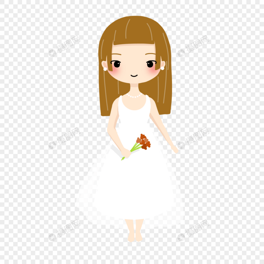 白色礼服可爱新娘卡通婚礼人物图片