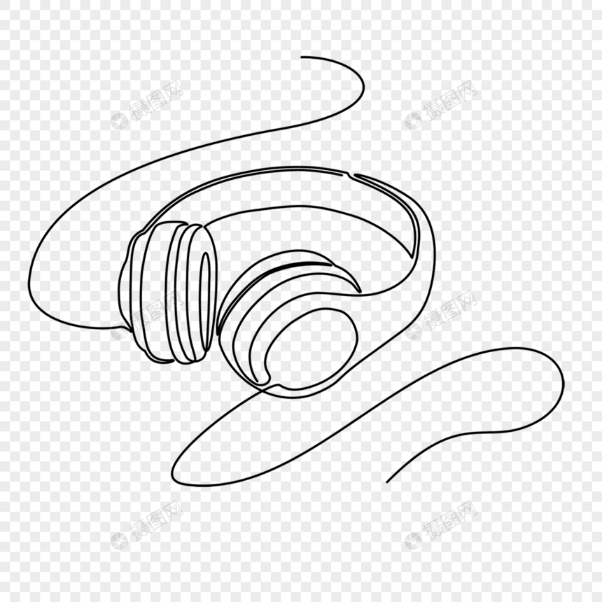创意头戴式耳机线条画图片