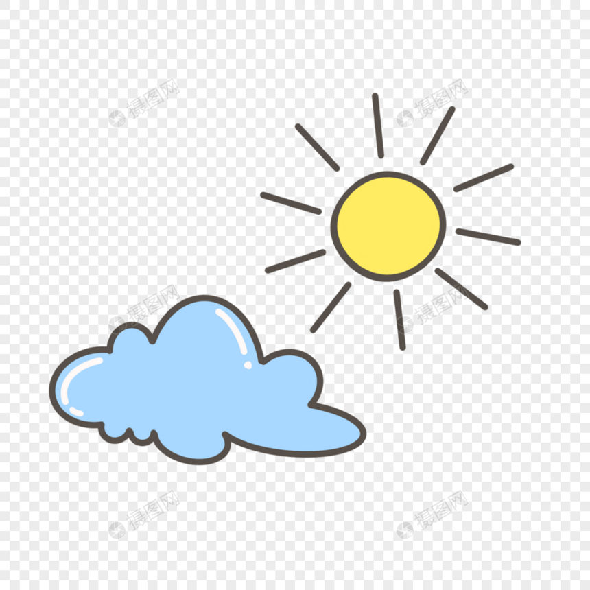 蓝色云层可爱卡通太阳图片
