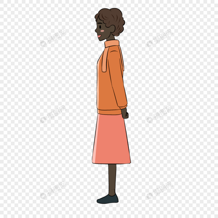 橙色衣服卡通女士人物剪贴画图片