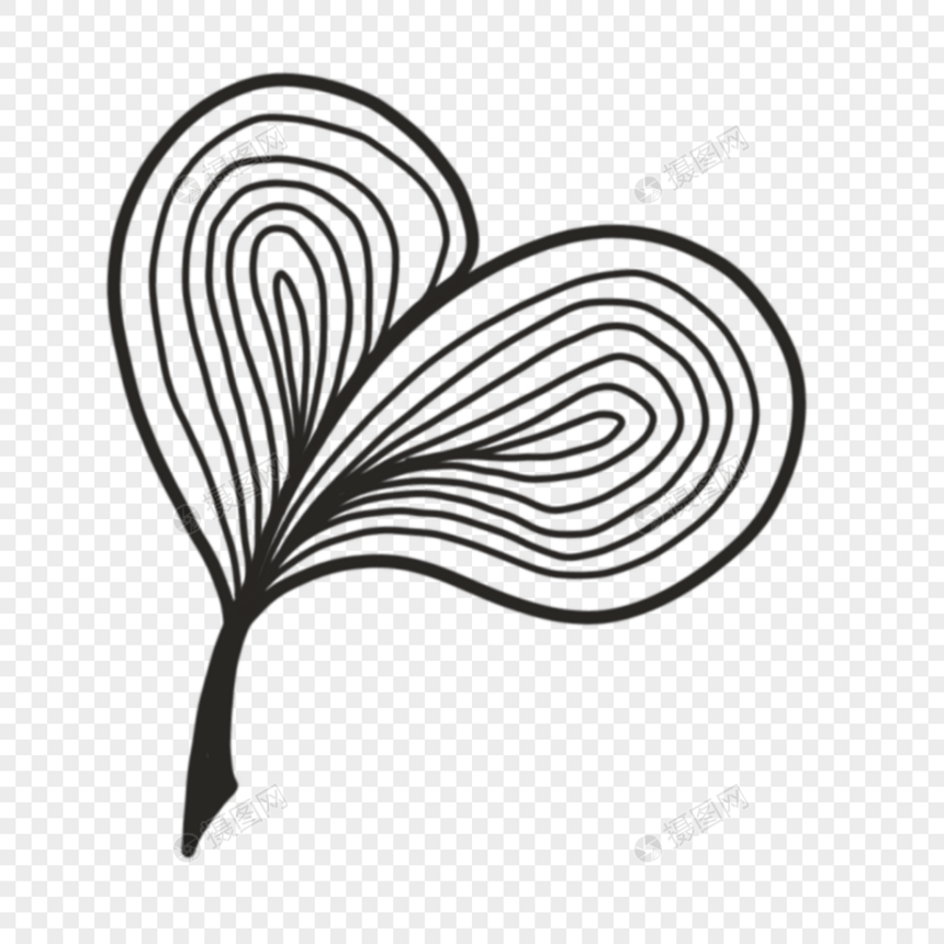 心形线条纹理雕刻风格植物叶子图片