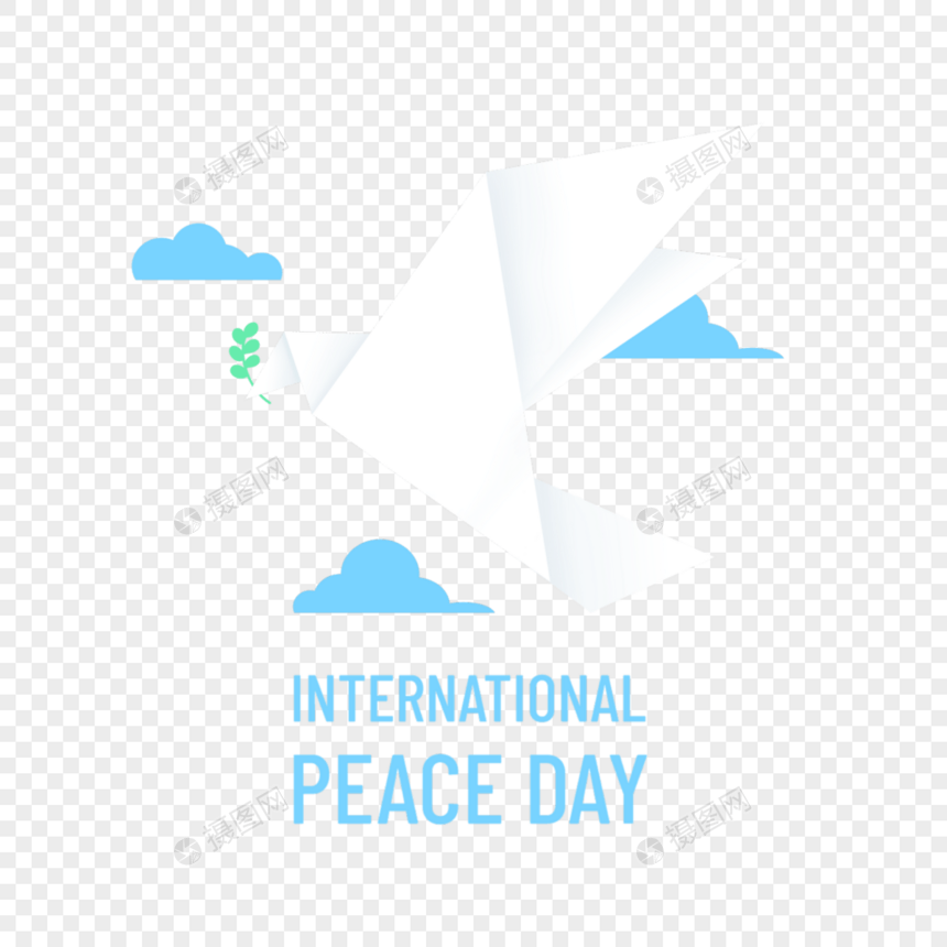 国际和平日鸽子白色折纸图片